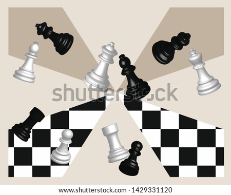 Chess and chessboard 3D banner
