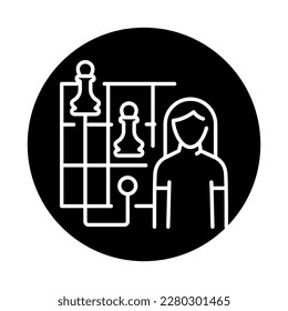 Chess for children сolor line icon. Children learning. Pictogram for web page