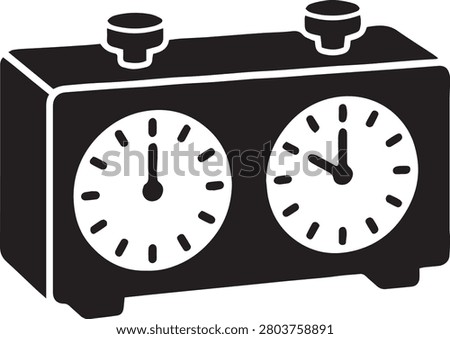 Chess Clock Dual Timer Board Game Stop Watch Tournament Equipment Black Silhouette Vector