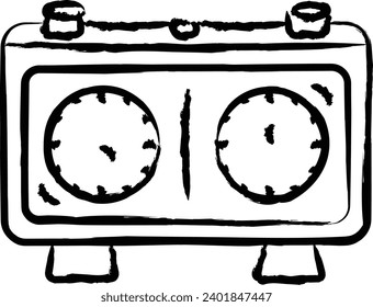 Chess clock hand drawn vector illustration