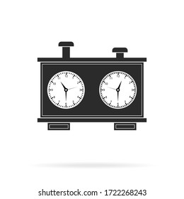 Chess clock icon. Black silhouette isolated on white background. Vector illustration. ЕPS 10