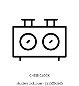 chess clock icon. Line Art Style Design Isolated On White Background