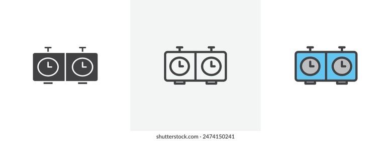 Chess clock icon set. Timer vector symbol. Chess game sign.