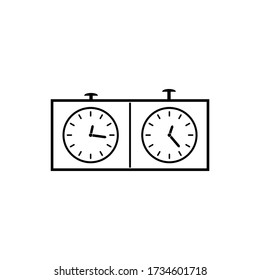 Chess clock icon, stopwatch timer sign design.