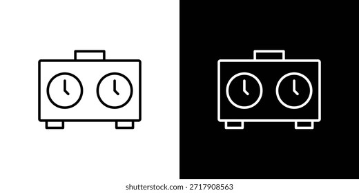Chess clock icons black and white vector, line icon set.