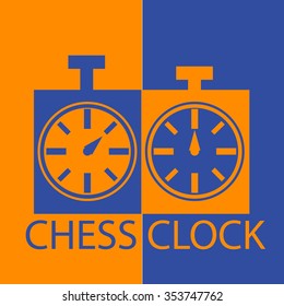 Chess clock in orange and blue