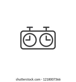 Chess clock outline icon. linear style sign for mobile concept and web design. Chess stopwatch timer simple line vector icon. Symbol, logo illustration. Pixel perfect vector graphics