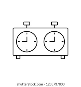 Chess clock outline icon. linear style sign for mobile concept and web design. Chess stopwatch timer simple line vector icon. Symbol, logo illustration.