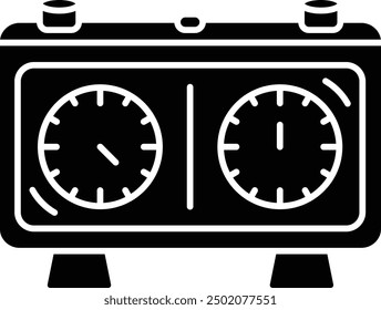 Chess clock solid glyph vector illustration