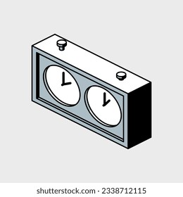 Chess clock timer isometric vector illustration
