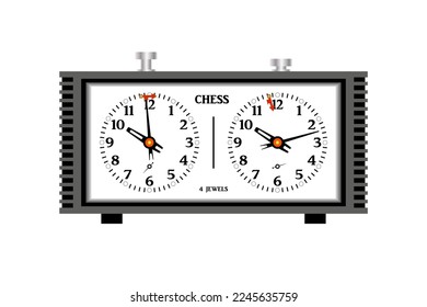 Boys play chess with a clock to control time Vector Image