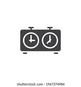 Chess clock vector icon. filled flat sign for mobile concept and web design. Chess time glyph icon. Symbol, logo illustration. Vector graphics