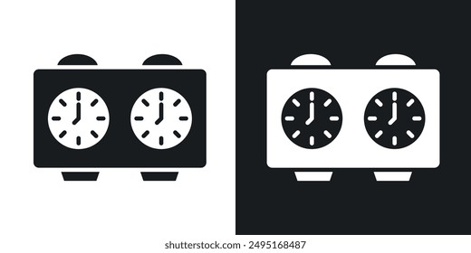 Chess clock vector icon set in solid style.