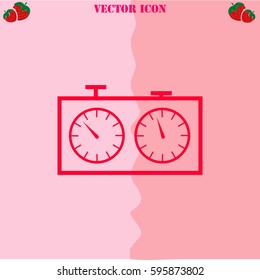 Chess clock vector  icon. Strawberry Background.