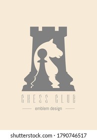 Chess club emblem design. Chess logo. Vector illustration