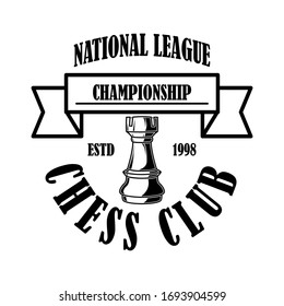 Chess club emblem template. Design element for emblem, sign, logo, label, poster, card. Vector illustration