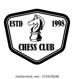 Chess club emblem template. Design element for emblem, sign, logo, label, poster, card. Vector illustration