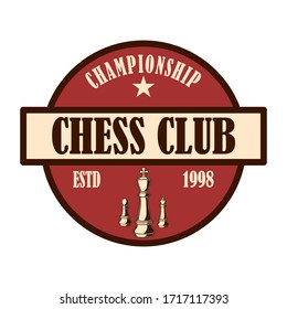 Chess club emblem template. Design element for emblem, sign, logo, label, poster, card. Vector illustration