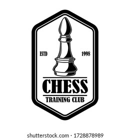 Chess club emblem template. Design element for emblem, sign, logo, label, poster, card. Vector illustration