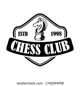 Chess club emblem template. Design element for emblem, sign, logo, label, poster, card. Vector illustration