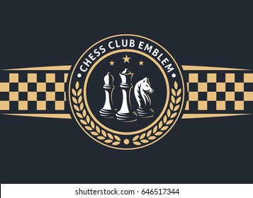 Chess club emblem - vector illustration, logo design on a dark background