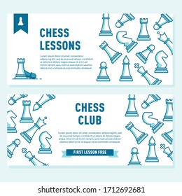 Chess club flyer template. Chess lessons concept.Template for Chess club or Chess school.