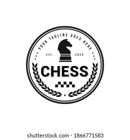 Chess club label vector logo or emblem