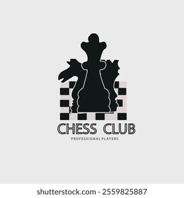 chess club logo in simple  vector vintage illustration, sign and symbol