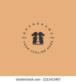 Chess Club Logo Template two horses and king in the middle brand fashion chess shop logo.ep