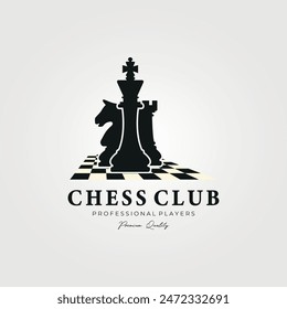 chess club logo vector vintage illustration, sign and symbol