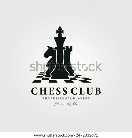 chess club logo vector vintage illustration, sign and symbol