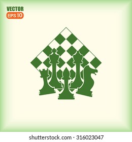 Chess club sport emblems or symbols with chessmen