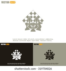Chess club sport emblems or symbols with chessmen