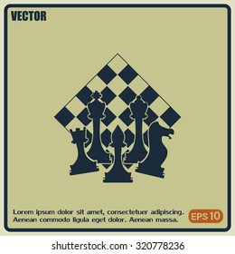 Chess club sport emblems or symbols with chessmen