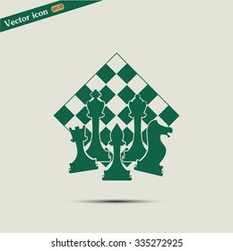 Chess club sport emblems or symbols with chessmen