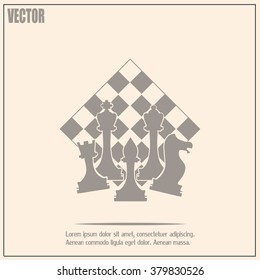 Chess club sport emblems or symbols with chessmen