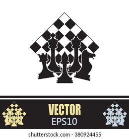 Chess club sport emblems or symbols with chessmen