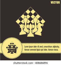 Chess club sport emblems or symbols with chessmen
