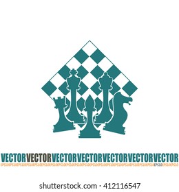 Chess club sport emblems or symbols with chessmen