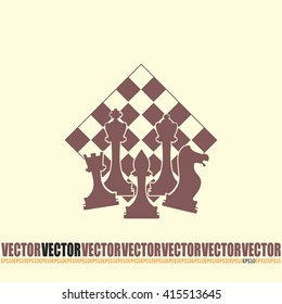 Chess club sport emblems or symbols with chessmen