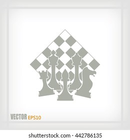 Chess club sport emblems or symbols with chessmen
