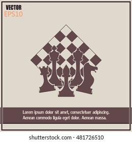 Chess club sport emblems or symbols with chessmen