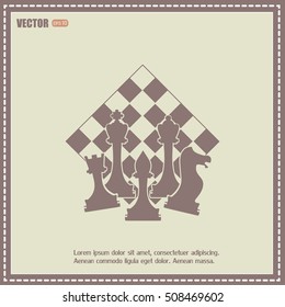 Chess club sport emblems or symbols with chessmen