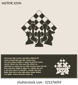 Chess club sport emblems or symbols with chessmen