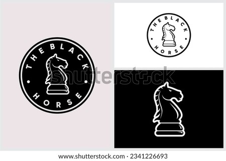 chess club, chess tournament, black horse chess logo vector