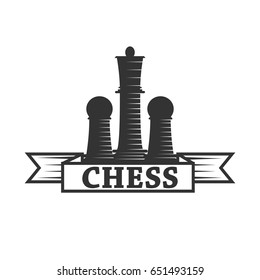 Chess club vector icon template of chessman king and rook or pawn