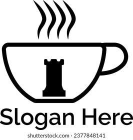 Diseño del logotipo del icono del café ajedrez