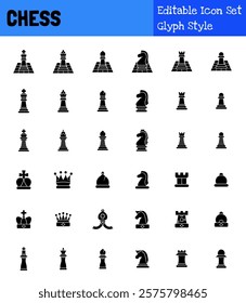 Chess Collection Icon Set Glyph Style