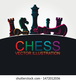 Chess colorful figures pieces tournament game vector illustration