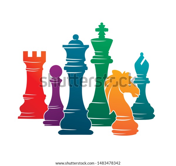 Chess Colorful Figures Pieces Tournament Game Stock Vector (Royalty ...